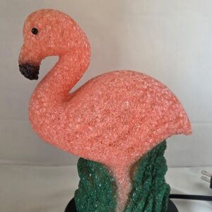 9.5" Pink Flamingo Bird Plastic Popcorn Table Lamp TV Night Vtg Light Works
